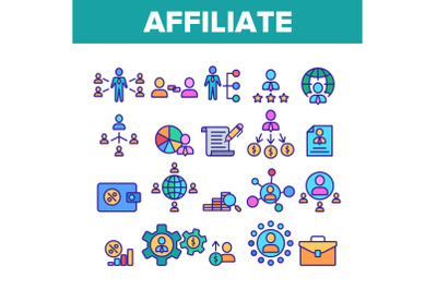 Color Affiliate Elements Vector Icons Set