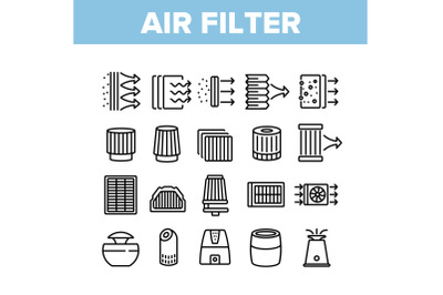 Air Filter And Airflow Collection Icons Set Vector