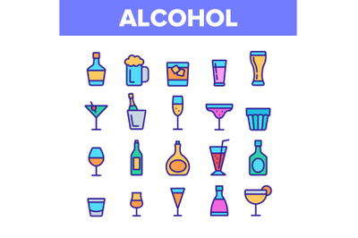 Collection Alcohol Drink Elements Vector Icons Set