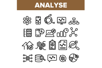 Collection Analyse Element Sign Icons Set Vector