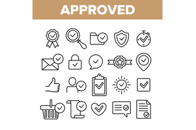 Approved And Certified Vector Linear Icons Set