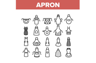 Apron Kitchen Cloth Collection Icons Set Vector