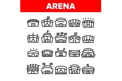 Collection Arena Buildings Sign Icons Set Vector