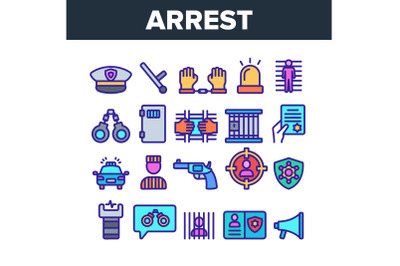 Color Arrest Elements Sign Icons Set Vector