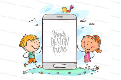 Kids with mobile phone