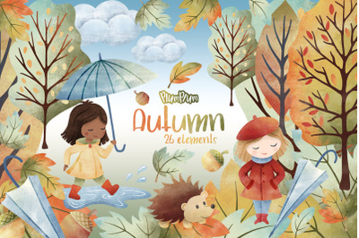 Autumn Watercolor Cliparts