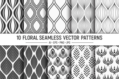10 seamless floral vector patterns