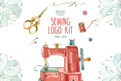 Watercolor sewing logo kit