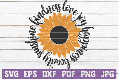 Kindness Love Joy Happiness Beauty Sunshine SVG Cut File