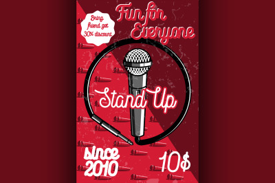 Color vintage Stand up comedy show poster