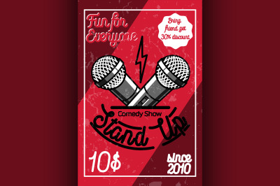 Color vintage Stand up comedy show poster