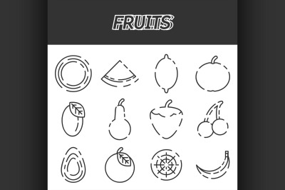 Fruits icon set