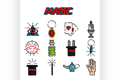 Magic flat icon set