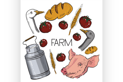 Original hand drawn farm collection