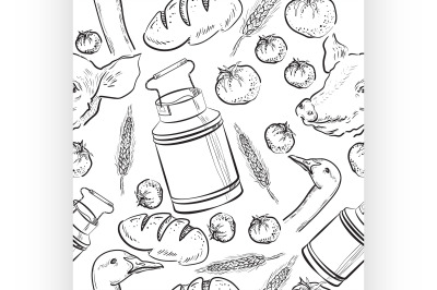 Seamless pattern with farm related items