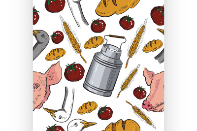 Seamless pattern with farm related items