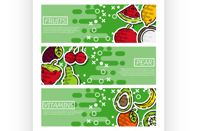 Set of Horizontal Banners about fruits