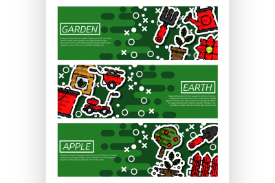 Set of Horizontal Banners about garden