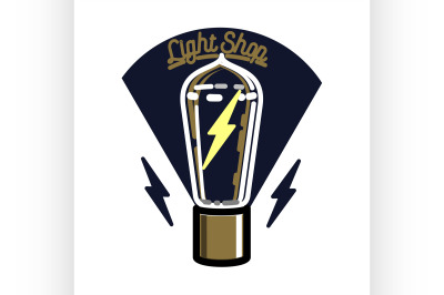 Color vintage lighting shop emblem