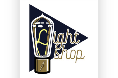 Color vintage lighting shop emblem