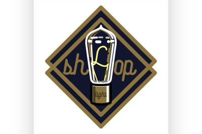 Color vintage lighting shop emblem