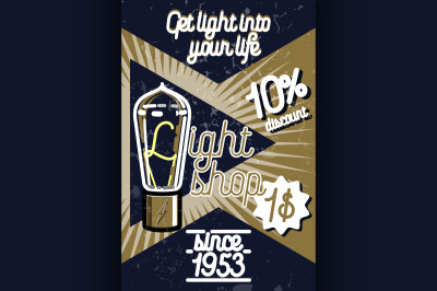 Color vintage lighting shop poster