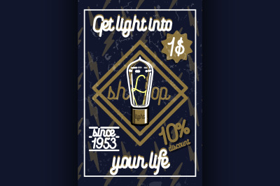 Color vintage lighting shop poster