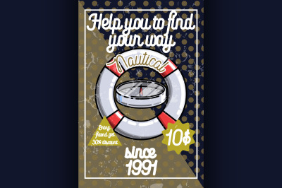 Color vintage nautical poster