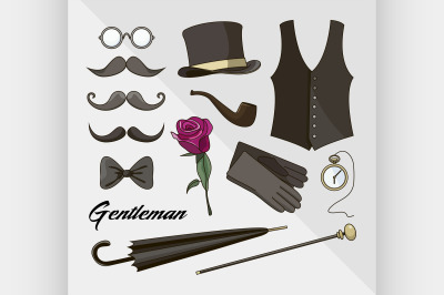 Set of vector elements for gentlemen