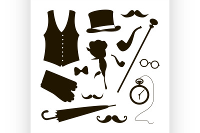 Set of vector elements for gentlemen