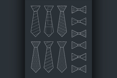 Set of Vector Ties and Bow Ties