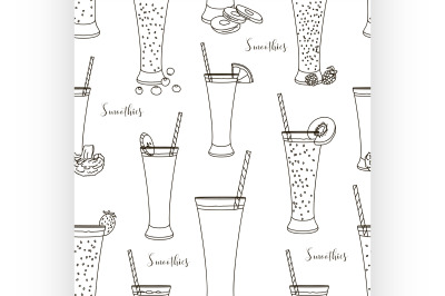 Pattern with smoothies with different Ingredients