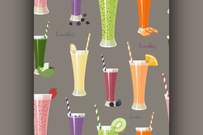 Pattern with smoothies with different Ingredients