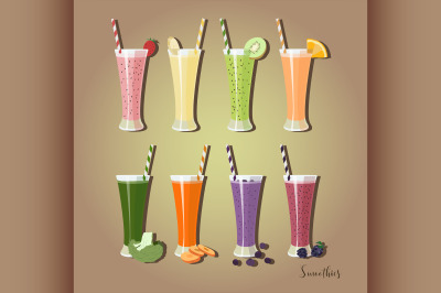 Set smoothies with different Ingredients