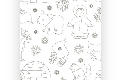 Vector set of eskimo characters pattern