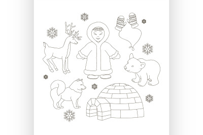 Vector set of eskimo characters