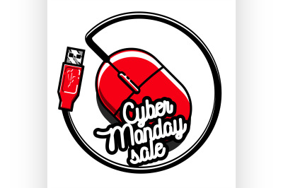 Color vintage cyber monday emblem
