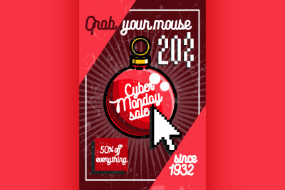 Color vintage cyber monday poster