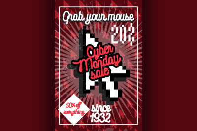 Color vintage cyber monday poster