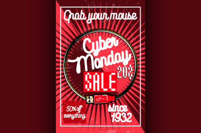 Color vintage cyber monday poster