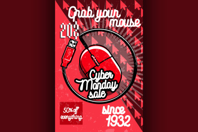 Color vintage cyber monday poster