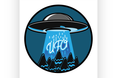 Color vintage ufo emblem