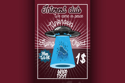 Color vintage ufo poster