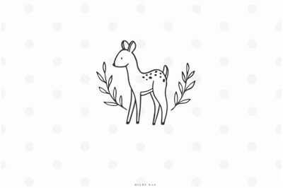 Deer with wreath svg cut file