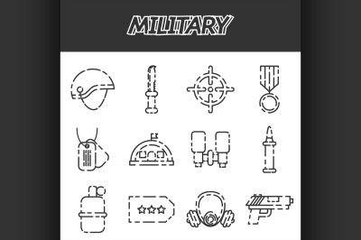 Military icons set