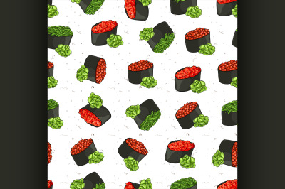 Seamless pattern of sushi