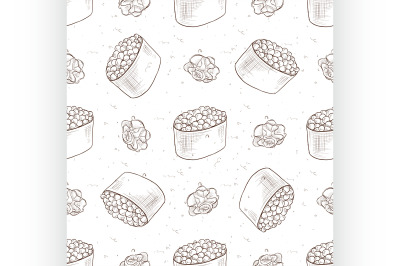 Seamless pattern of sushi