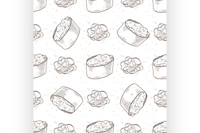 Seamless pattern of sushi