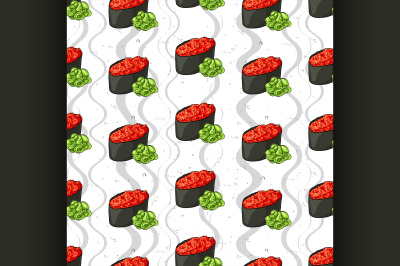 Seamless pattern of sushi