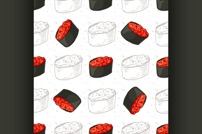 Seamless pattern of sushi